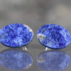 Sodalite Sterling Silver post Earrings with Sodalite cabochon, 14 x 11 mm oval Sodalite post earrings , Sodalite stud earrings Lightweight