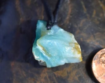 Blue Opal rough Pendant •Peruvian Beautiful Sky Blue Rough Opal pendant,Andean Blue Opal Necklace,Meditation Stone,Healing Stone