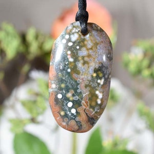 Ocean Jasper Palm Stone Pendant Grade AAA Ocean Jasper Pendant  Polished Ocean Jasper Pendant  Orbicular Jasper