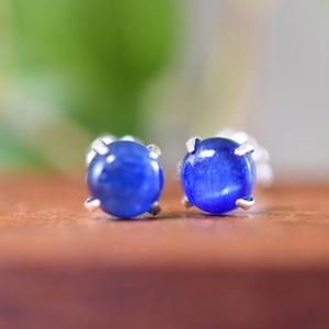 Kyanite Sterling Silver post Earrings with kyanite Bead ,kyanite stud earrings Lightweight solid sterling