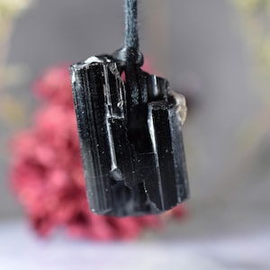 Black Natural Tourmaline Crystal raw  Pendant  Natural crystal Tourmaline Double terminated crystal Necklace BT