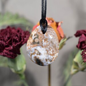 Ocean Jasper Palm Stone Pendant Grade AAA Ocean Jasper Pendant  Polished Ocean Jasper Pendant  Orbicular Jasper