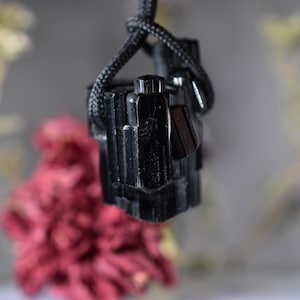 Black Natural Tourmaline Crystal raw  Pendant  Natural crystal Tourmaline Double terminated crystal Necklace