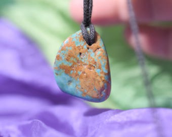 Pendentif turquoise Chine Mine pépite Collier avec cordon de coton réglable