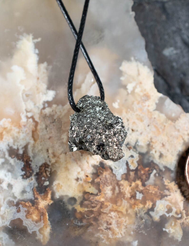 Pyrite Cluster Pendant Entwined Lustrous Pyrite Pendant Mine Cluster Interlocking Natural Crystals Peru