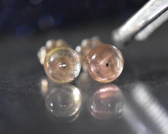 Oregon Sunstone ädelsten örhängen, högkvalitativa naturliga solsten silverörhängen runda pärlor solsten örhängen