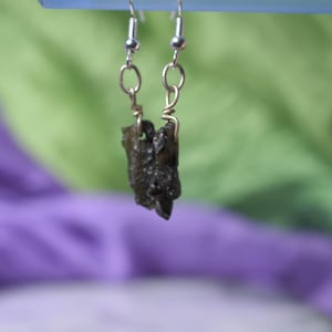 Tektite dangle earrings , Tektite Black meteorite earrings Tektite Bead dangle earings Tektite Bead pendant