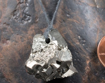 Pyrite Cluster Pendant Entwined Lustrous Pyrite Pendant Mine Cluster Interlocking Natural Crystals Peru