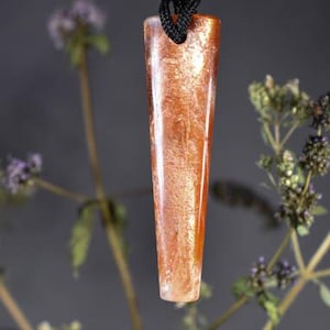 Orange Indian  Sunstone gemstone Pendant Necklace, top quality Natural  sun stone crystal uncut Crystal with cord