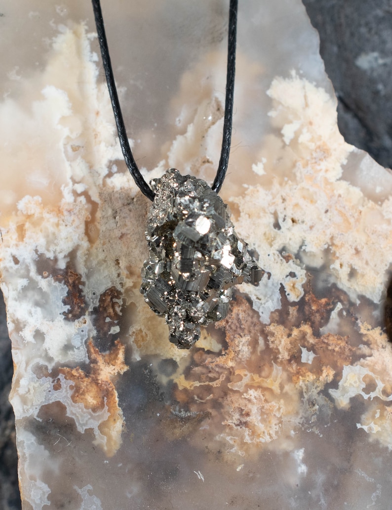 Pyrite Cluster Pendant Entwined Lustrous Pyrite Pendant Mine Cluster Interlocking Natural Crystals Peru