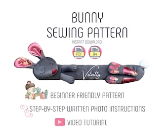 Bunny Draught Excluder Sewing Pattern, Beginner Friendly (PDF Download)