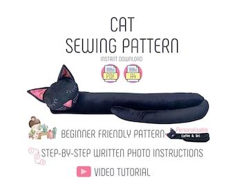 Cat Draught Excluder Sewing Pattern, Beginner Friendly (PDF Pattern)