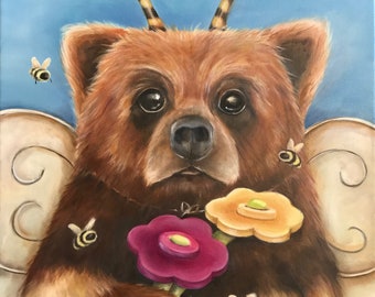 Bumble Bear - 16"x20" oil on canvas - original framed painting by Cori Derfus