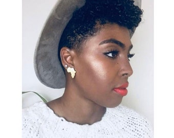 Mini Africa Studs/ Africa/ Stud Earrings/ Afrocentric Earrings/ Africa/ Wooden Earrings/ Statement Earrings