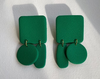 Polymer Clay Earrings, Statement Earrings, Dangle Earrings, Polymer Clay Dangle Earrings, Green Earrings, Abstract Earrings,