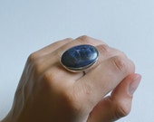 Slanted Sodalite Ring, 925 Sterling Silver Rings, Natural Gemstone Ring, Healing Stone Ring, Womens Rings, Oval Shape Ring