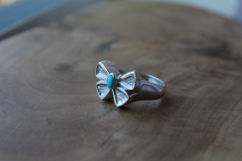 Handmade Dainty Ring Statement Ring Womens Feminine Ring Gemstone Ring Sterling Silver Butterfly Ring with Turquoise