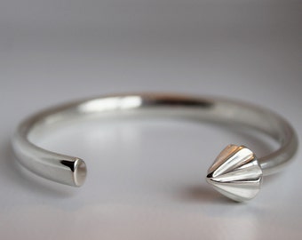 Sterling Silver Cuff Bracelet, Womens Chopstick Cuff, Solid Silver Cuff, Handmade Silver Bracelet