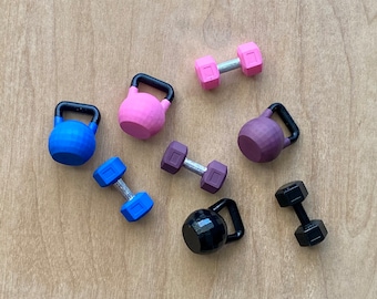 Pesi per manubri e kettlebell in miniatura: scala 1/12