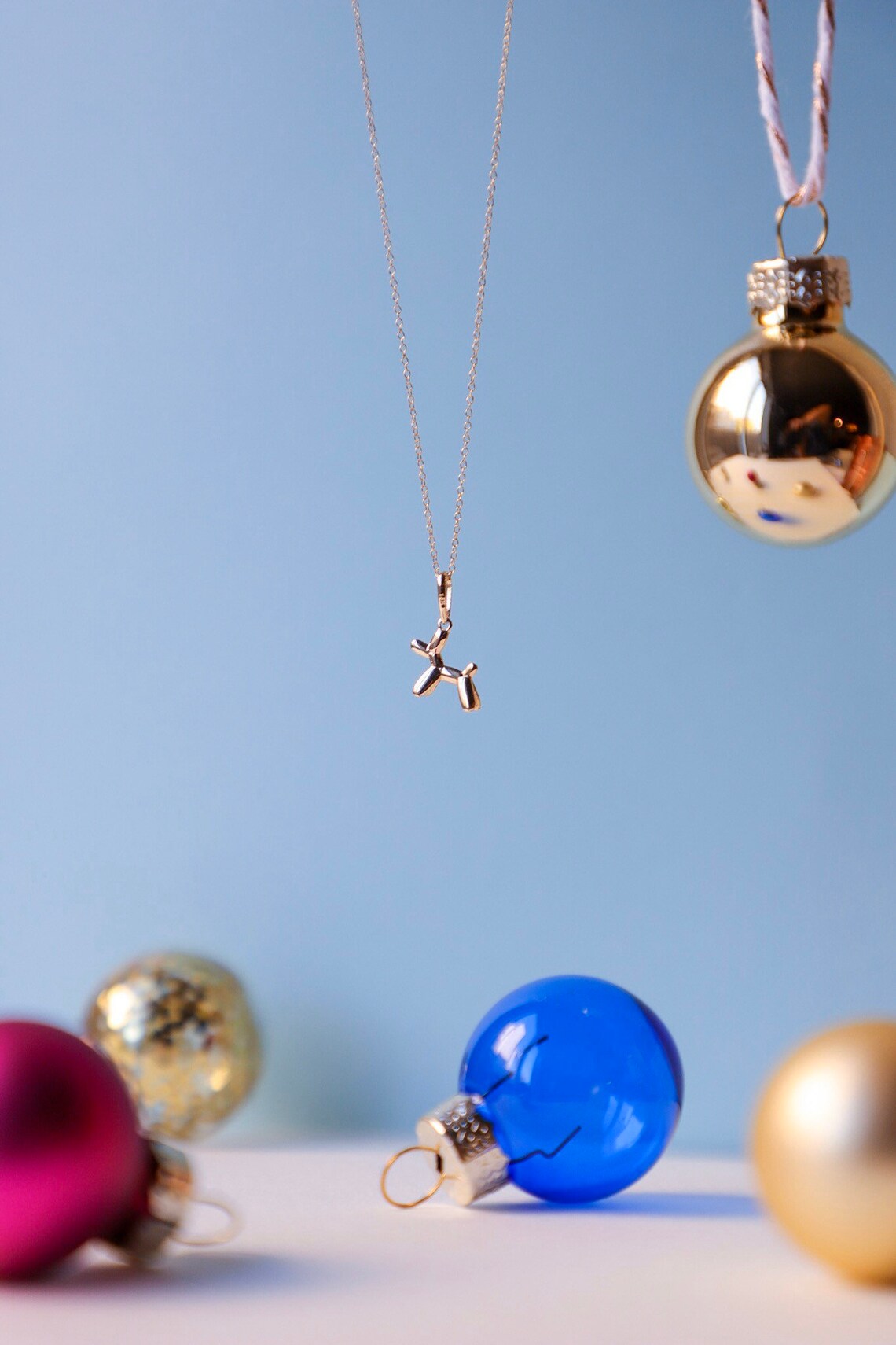 Gold Dog Necklace 14K Solid Gold Balloon Dog Necklace Etsy