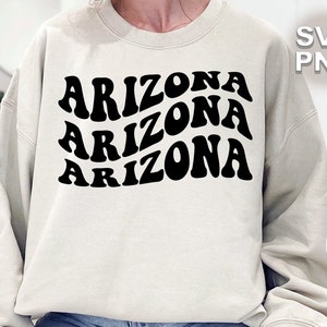 Arizona SVG + PNG | wavy retro vintage letters travel tourist places usa america family matching vacation | cricut + silhouette cut file