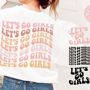 Let&#39;s Go Girls SVG + PNG | wavy retro vintage bachelorette girly pink vibes nashville scottsdale bride trendy | cricut silhouette cut file