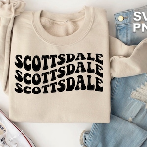 Scottsdale SVG + PNG | wavy retro vintage letters travel tourist places cute family matching vacation | cricut + silhouette cut file