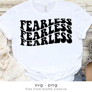 Fearless Stacked SVG | wellige Buchstaben, vintage, retro, positiv, christlich, religiös, trendy, Glück, Kindershirt | Cricut Schnittdatei svg png
