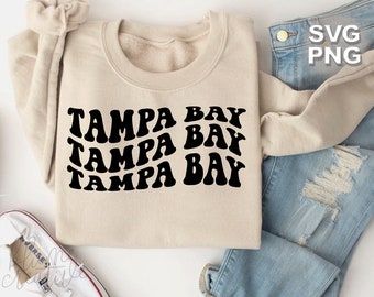 Tampa Bay SVG + PNG | wavy retro vintage letters travel tourist places cute family matching vacation | cricut + silhouette cut file