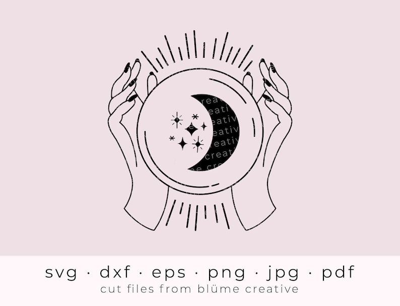 Download Celestial Hand Moon Stars Crystal Ball SVG Witchy Boho | Etsy