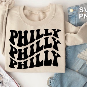 Philly SVG + PNG | wavy retro vintage letters travel tourist places cute family matching vacation | cricut + silhouette cut file