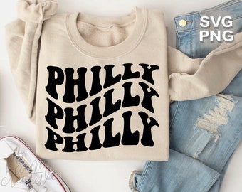 Philly Retro Wavy Letters SVG PNG: Tourist Travel Cut File