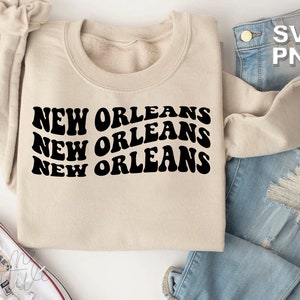 La Nouvelle-Orléans SVG + PNG | lettres vintage rétro ondulées états de voyage lieux touristiques famille mignonne vacances assorties | fichier de coupe cricut + silhouette