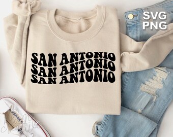 San Antonio Retro Wavy Letters SVG PNG: Tourist Travel Cut File