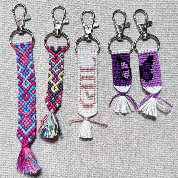 Updated Weekly - Handmade Friendship Keychains | Embroidery Woven Macrame Knotted Friendship Bracelets Unique Premade Keychains