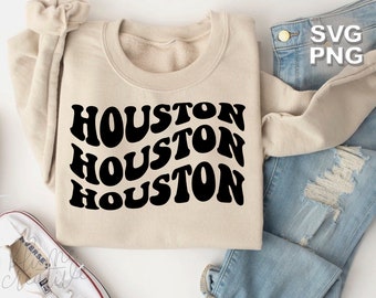 Houston Retro Wavy Text SVG PNG: Travel Cut Files (Digital Download)