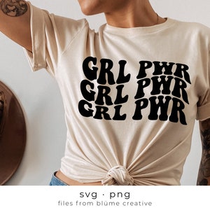 GRL PWR SVG | wellige Buchstaben, vintage, retro, positiv, feministisch, Girl Power, Frauen, trendy, Feminismus, Shirt Design | Cricut Schnittdatei svg png