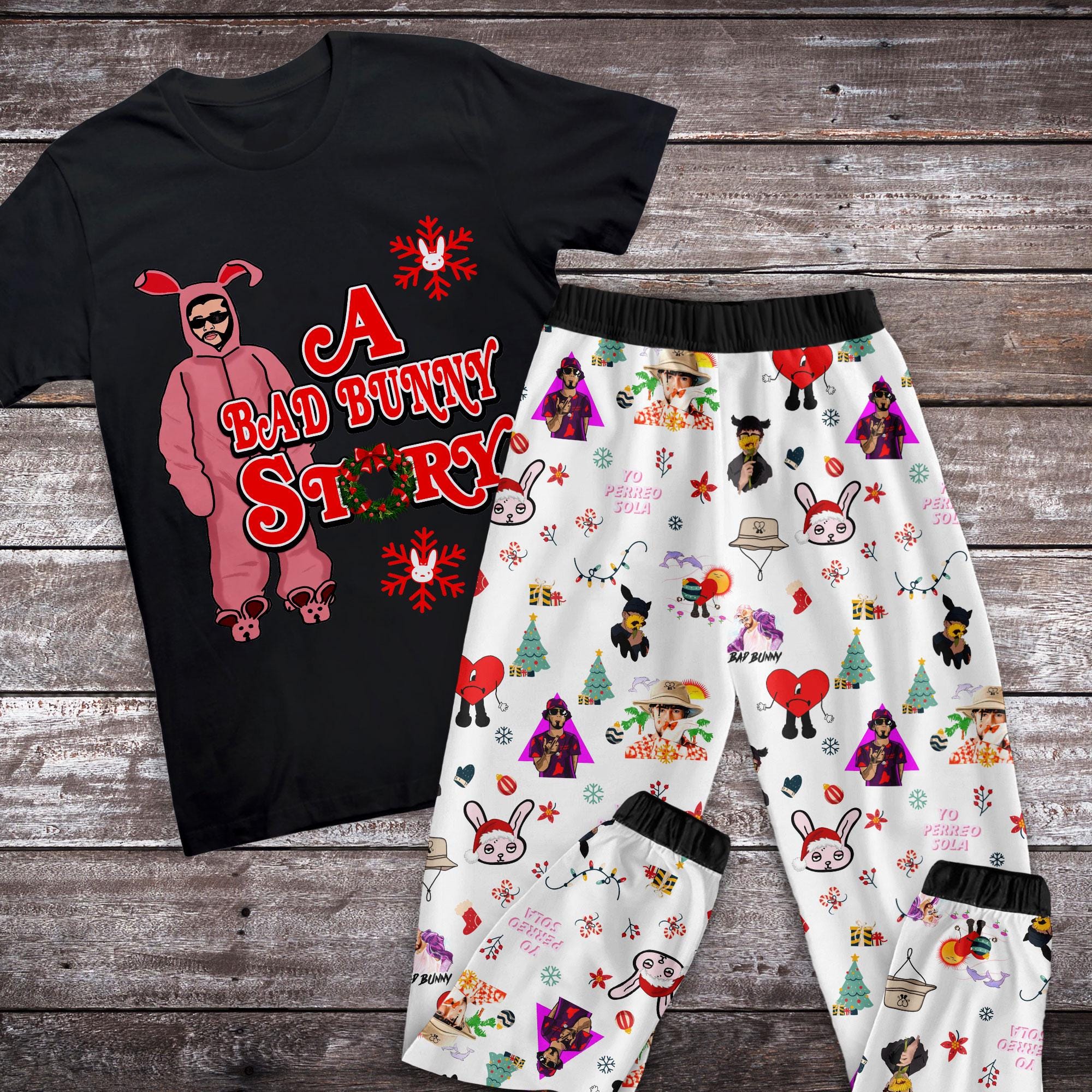 Bad Bunny Christmas Pants Etsy UK