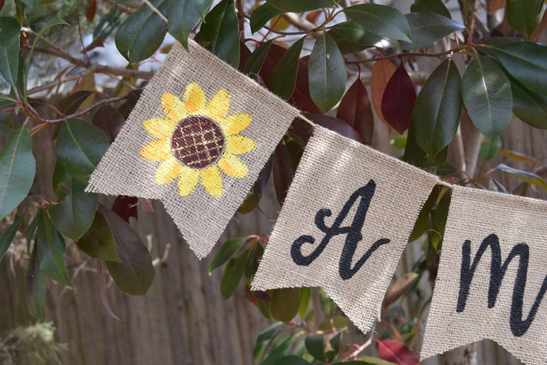 Garland Bunting Custom Personalized Name Baner custom name Sunflower birthday Baby Girl Burlap banner Baby Decor shower decor