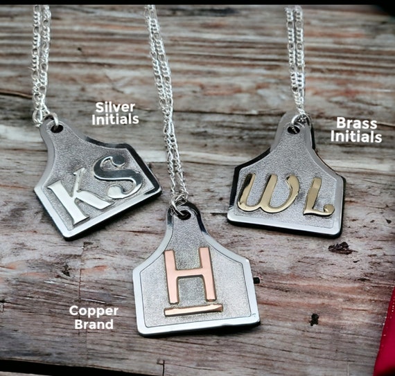 Large Custom Ear Tag Ear Tag Necklace Men s Pendant Western Jewelry Cattle Brand Necklace Stainless Steel Personalized Gift for Him Etsy