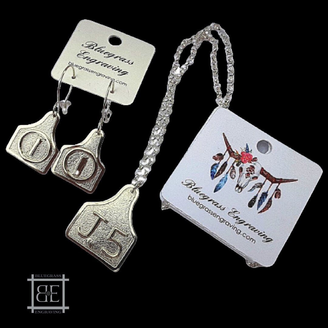 Custom Ranch Brand Jewelry Set, Sterling Silver Ear Tag Earrings and ...