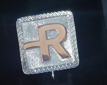 Custom Sterling Silver Cowboy Hat Pin, Ranch Brand or Initial, Western Wedding Gift
