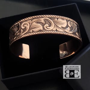 Copper Cuff Bracelet, Men’s Western Bracelet, Hand Engraved Copper Cuff image 1