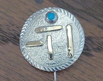 Round Cowboy Hat Pin - Custom Engraved Sterling Silver Hat Pin, Ranch Brand, Initial, Western Gift for Men