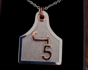 Custom Stainless Steel Ear Tag Necklace, Ranch Brand Pendant, Personalized Gift for Him