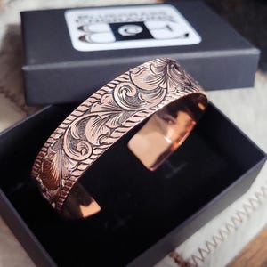 Western Cuff, Copper Cuff, Engraved, Western Jewelry, Unisex Cuff, Cowboy Copper, Rodeo Jewelry, Statement Cuff, Copper Bracelet, Gift, Mom