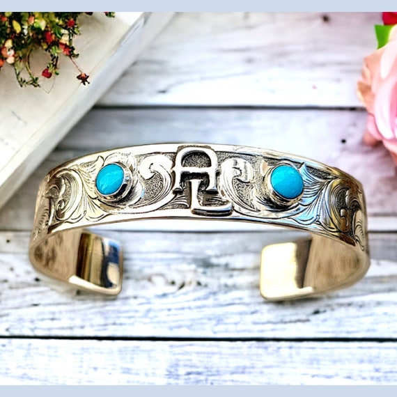 Custom Silver Cuff Cattle Brand Jewelry Bridal Jewelry