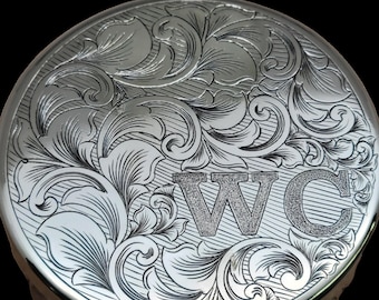 Hand Engraved Nickel Dip Can Set, Personalized Initial Gift for Him, Groomsman Gift