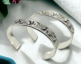 Sterling Silver Cuff Bracelet, Half Inch Western Cuff, Gift for Him