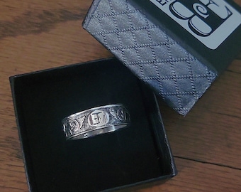 Western Engraved Wedding Band with Ranch Brand or Initials